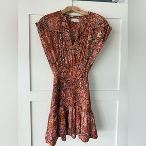 A.L.C. Carly smocked silk mini dress